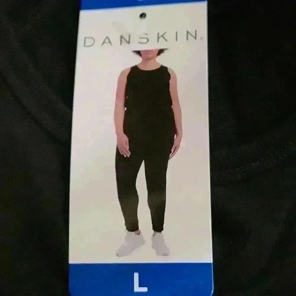 Danskin Black Sleeveless Racerback French Terry One Piece Romper Jumpsuit Varies - Picture 3 of 5